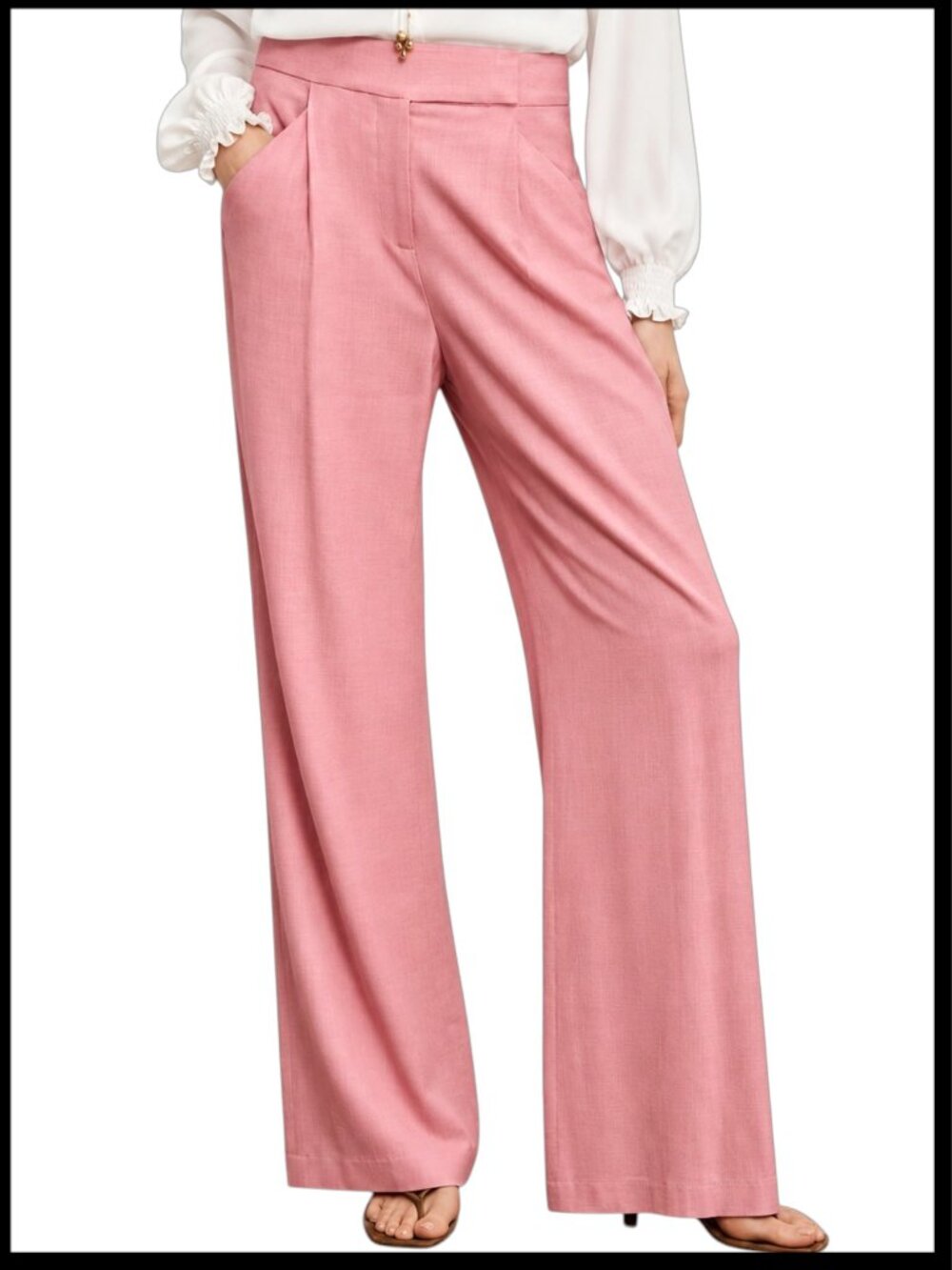 Veronica Beard Marbeau Pink Wide Leg Pleated Pants Size 0
